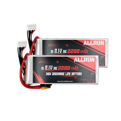 batteria 11.1V 2200mAh di LiPo di alta scarica di 3S1P 30C per gli aerei di RC