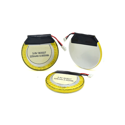Batteria ai polimeri di litio da 225 mAh 3,8 V rotonda / batteria LiPo per cuffie Bluetooth