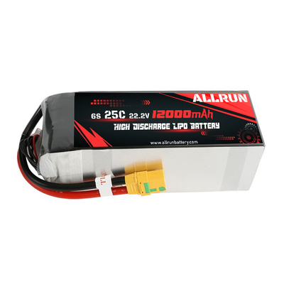 Batteria RC 25C 6S 12000mAh LiPo 22.2V Pacco batteria ad alta velocità C