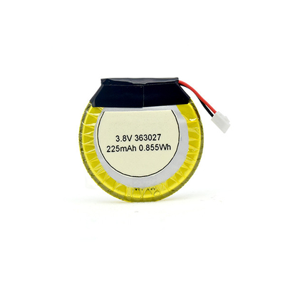Batteria ai polimeri di litio da 225 mAh 3,8 V rotonda / batteria LiPo per cuffie Bluetooth