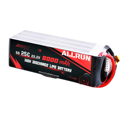 Batteria LiPo 25C 6S 8000mAh Batteria LiPo alta velocità C 22,2V