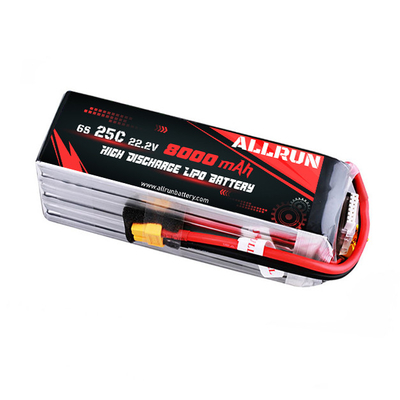 Batteria LiPo 25C 6S 8000mAh Batteria LiPo alta velocità C 22,2V